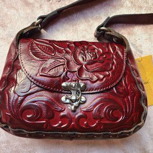 Patricia Nash Micaela Baguette Bag Rose Tooled